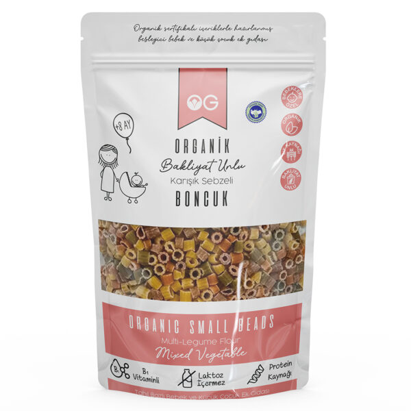 Organik Karışık Sebzeli Bakliyat Unlu Boncuk Makarna 200 g (+8 Ay)