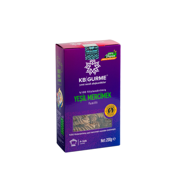 KB GURME Glutensiz & Vegan Filizlendirilmiş Yeşil Mercimek Makarna Fusilli 200 gr
