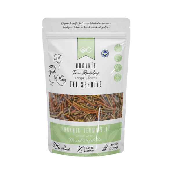 OG Organik Karışık Sebzeli Tam Buğday Tel Şehriye 180 Gr +8 Ay